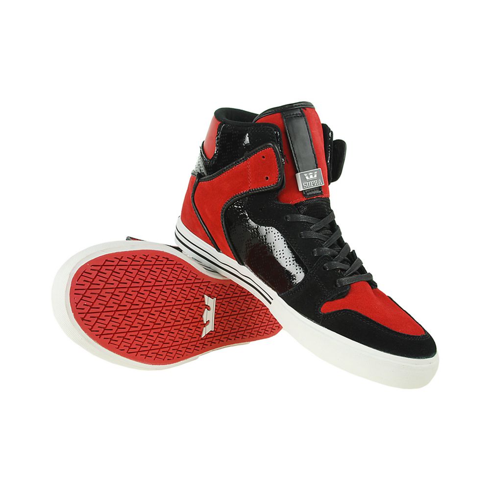 Baskets Montantes Supra Vaider Noir Rouge Black/Red-Suede Homme | AXD-38179030